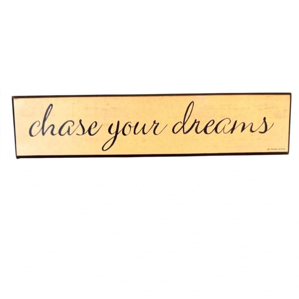 🔵 3/ $15 - Chase Your Dreams Wall or Shelf Decor - Cream and Bronze